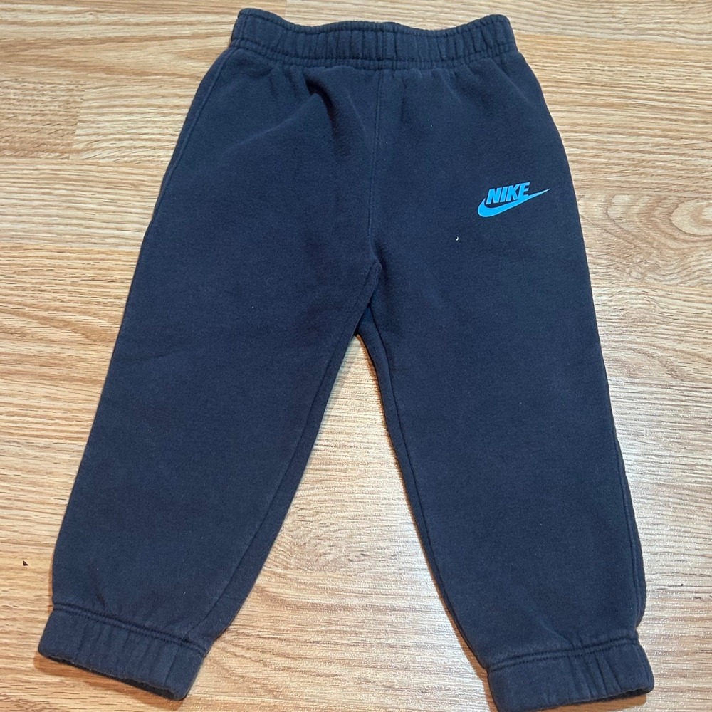Nike Toddler Boys Navy Blue Fleece Joggers Blue Logo Sweatpants 24M